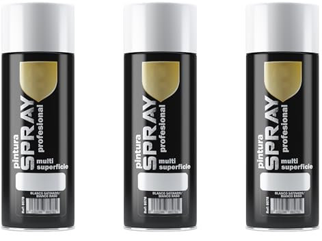 Etrexonline Pintura Spray Multicolor Profesional | 400ml | Adecuado para Metal, Madera & Plástico | Blanco Satinado | Secado Rápido | Paquete de 3