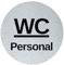 stahl-design-tebart Hinweisschild Piktogramm rund 7,5 cm Edelstahl selbstklebend 3M Klebefläche graviert Edeloptik elegante Beschilderung langlebig WC PERSONAL- 7,5x7,5x0,1cm