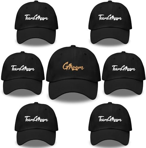 LADY&HOME Baseballmützen-Set für Junggesellenabschied, bestickt, verstellbar, Baumwolle, Truck-Caps, Team Groom, M/L