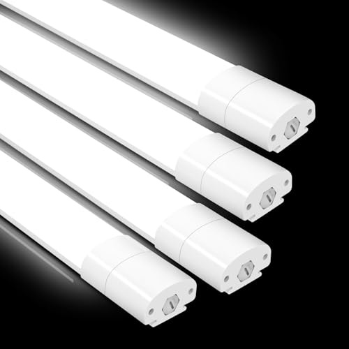 4er LED Feuchtraumleuchte 90CM, Deckenleuchte LED Röhre 30W 3300LM, IP65 Kellerleuchte, Wasserfest Feuchtraumlampe Wannenleuchte für Keller Werkstatt Garage Küche Bad Büro, Neutralweiß, 4000K