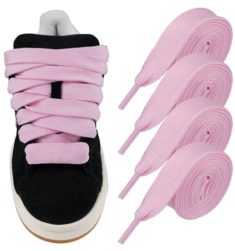 Endoto 2 Paare 2cm Breite Schnürsenkel für Adidas Campus 00s Sneaker Schuhe, Dicke Flache Schuhbänder Ersatz Fat Shoelaces Laces (Rosa, 54 Zoll)