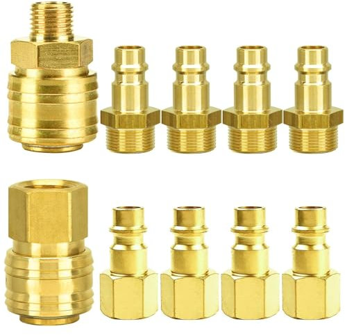 ysister 10 Stück 1/4BSP Druckluftkupplung,Luftkompressor-Fittings Schnellanschluss,Druckluft Zubehör, Für Anschluss Schlauch Adapter,Luftleitung Schlauch Kompressor Fitting Kupplungen