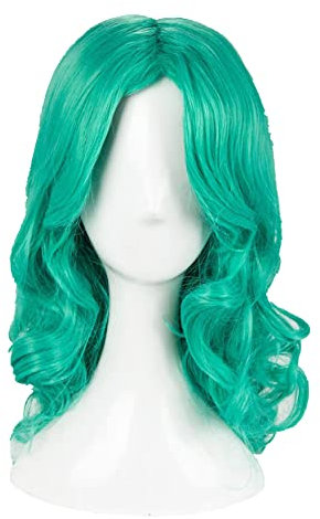 Wig Anime Cosplay Rollenspiel for Sailor Neptun, Lange, grüne, lockige Cosplay-Perücke