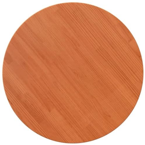 vidaXL Tischplatte, Holzplatte Rund, Massivholzplatte für Tisch Couchtisch Kaffeetisch, Ersatztischplatte, Wachsbraun Ø70x2,5cm Massivholz Kiefer