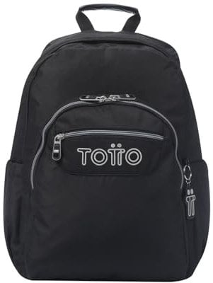 TOTTO - Mochila Escolar Adaptable a Carro, Modelo Acuareles, Capacidad 20 L, Bolsillo para Pc 14, 2 Bolsillo Botella, Espaldar Ergonómico con Flujo de Aire, Cómodas Correas en S, Estampado Negro