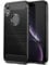 Qiinogow Case Compatible with iPhone XR, Slim Fit Phone Cover with Shock-Absorption, Carbon Fiber TPU Rubber Protective Case, Black