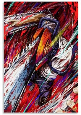 CTATOGE Chainsaw Man Anime Poster Canvas Painting Wall Art Picture Home Decor Print For Bedroom Living Room 12x18inch(30x45cm) Unframe-style