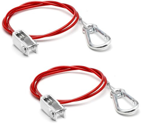 TNSLAND 2 Pièces Cable Remorque Câble ce Sécurité pour Remorques à Frein Normal Rouge Remorque à Câble Fixe de 1 Mètre pour Toutes Les Remorques Freinées Courantes