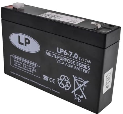 Landport LP6-7 VRLA, Standby Battery 6Volt, 7Ah with AGM technology- Suitable for multipurpose applications, Reliable & Maintenance-Free NSA LP6-7.0 T1