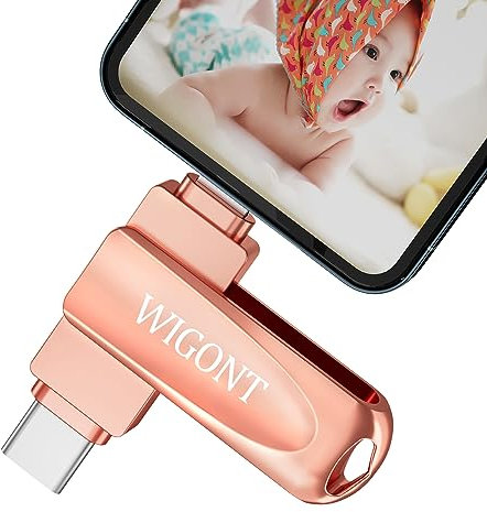 WIGONT 128 go Cle iphone Clé USB pour Sauvegarder Plus de Photos et Vidéos,Clé Photo pour iphone avec Ports Type C et i0S,avec Adaptateur USB indépendant, pour i0S/Android/PC.