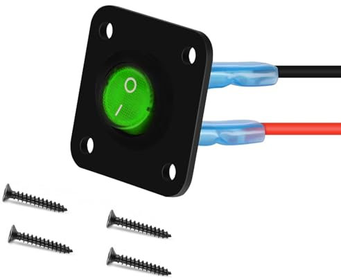 RUNCCI-YUN 12V-24V interrupteur a bascule, LED Interrupteur à Bascule Rond,1Gangs, DC12V-24V 10A SPST rond Panneau de commutation 12V pour Voiture, Camion, Voitures de Course, Marine(vert)