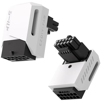 EZDIY-FAB Shield PCIe 5.1 GPU Stromadapter-12VHPWR/12V2x6 16Pin Rechtwinkliger Adapter für 12+4pin RTX 3090Ti 4070Ti 4080 4090 GPU,Rechter 90 Grad Winkel-STD Typ,Weiß,1Pack