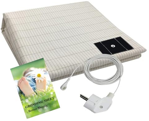 Erdungsbettlaken Erdungsmatte,leitfähige Erdungsmatte für Besseren Schlaf,Erdungsmatratze mit EU Erdungskabel,Erdungskabel Erdungsmatte Atmungsaktives Erdungsmatten(99x203cm)