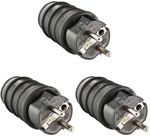 NONAME 199475 Provence Outillage - Fiche caoutchouc mâle 16 A 2P+T, Noir (Lot de 3)