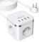 7 in 1 Steckdosenwürfel mit Kabel 2m, 2 USB-A und 2 USB-C, Steckdosenleiste Würfel 3 Fach mit Schalter, Flachstecker mit Zugring für Zuhause/Büro/Reisen, Weiß