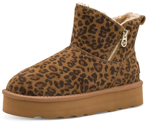 MARCO TOZZI by Guido Maria Kretschmer Damen Stiefeletten aus Leder Warm, Braun (Leo Cognac), 38 EU