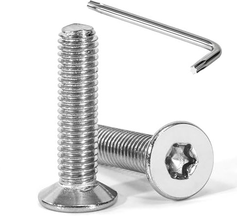 Tunejoy Tornillos de Cabeza Avellanada Torx M8 x 35 mm Tornillo Avellanado Mecánico de Acero Inoxidable A2 V2A con T40 llave Rosca Completa 20 Piezas