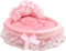 pistro Rosa Prinzessin Hundebett mit Spitze, Elegantes Katzenbett Sofa für mittelgroße Katzen, Kätzchen Schlafhütte, niedliche Couch für kleine Hunde, abnehmbares Kissen, rutschfeste Unterseite, Rosa,