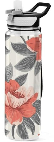 Ewusp Bouteille d'eau de sport avec paille et couvercles, 950 ml, anti-fuite, réutilisable, sans BPA, pour salle de sport, fitness, cyclisme, école, bureau