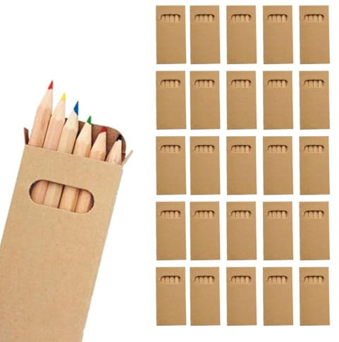 WPRO Kids- Holz- Buntstifte 250-er Set|Kinder-Geburtstag Jungen & Mädchen|Geschenkartikel Mitgebsel 6 Farben, Fünfeckig Eco Kinder (Braun 1500 Stifte)