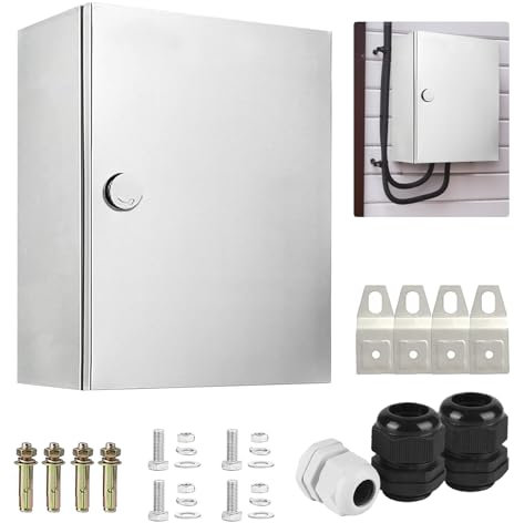 Edelstahl Schaltschrankl, Wetterfester Schaltkasten 304 Edelstahl Wandmontiert Elektroverteiler Hausanschlusskasten Metall-Anschlusskasten Isoliermontageplatte mit Schloss (30x25x14)