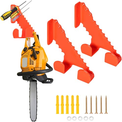 ITHWIU Chainsaw Hanger, 2 Pack Wall Mounted Chainsaw Holder, Heavy Duty Chainsaw Rack for Different Tools Garage Organization Shed Organizer, Orange