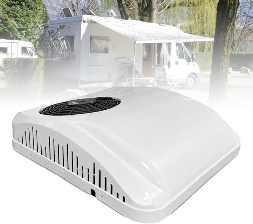 LADECNERHT Climatiseur Toit 12v/24v CC pour Camping-Car,Unité Climatisation Toit - sans Conduit,Refroidissement,Climatisation Stationnement avec Télécommande,pour Camping-Cars/Camions/Bus,12V