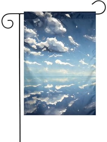 AEKGOHP Cielo blu e nuvole bianche Stampe Asta per bandiera da giardino decorazione cortile esterno su entrambi i lati 30,5 x 45,7 cm