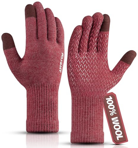 Rahhint Alpaka-Merino-Wollmischung Strickhandschuhe Touchscreen Herren Damen Winterhandschuhe für Smartphone, Fahrrad & Outdoor - Wärmend wie Merinowolle in Gr. XS-XXL
