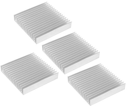 SEAFRONT Aluminium-Kühlkörper, 100 X 100 X 18 Mm, Kühlkörper, 4 Stück, für CPU-Verstärker, Transistoren mit Geschlitzten Feinen Zähnen für Wärmeableitungsteile