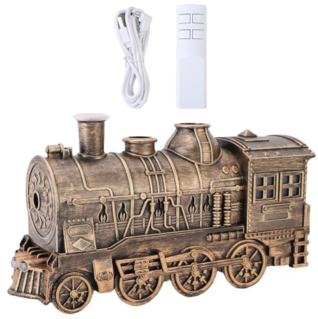 Chiyyak 300ml Train Humidifier, Cool Mist Quiet Aromatherapy Diffuser, Vintage Steam Train Design with Dual Spray Nozzles, for Desktops, Offices, Bedrooms