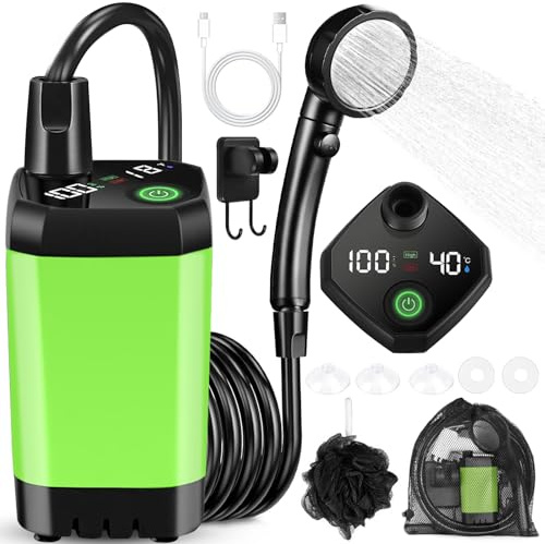 BARAKYEG Douche Camping Portable,Douche de Camping avec Batterie Rechargeable6000mAh Pompe,Douche Extérieure avec Affichage numérique Intelligent de la température,Douche Portable pour Plage,Randonnée