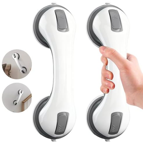 Poignée Ventouse, Succion Poignée Ventouse Lot de 2,30 CM Douche Barre d'appui pour Baignoire,bathroom suction cup handle,poignées ventouses, Sans Perçage Amovible, pour Personnes Âgées,gris