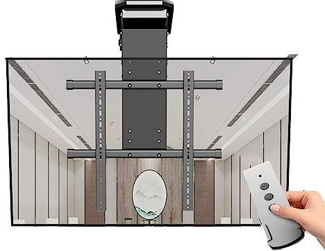 Motorized Ceiling TV Mount, TV Lift Mount With Remote and Switch Control, Suitable for 50-90 Inch TV, Both Ceiling and Wall Mounted Installation, 50kg Load
