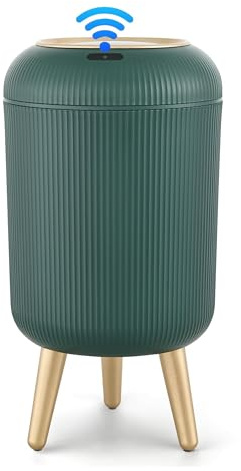 sapisecret Smart Mülleimer mit Sensor,Weiß,10L,für Küche und Badezimmer, klein Geruchsdichter Trash Can Automatisch, Ideal als Bad Mülleimer, mit Deckel (grün)