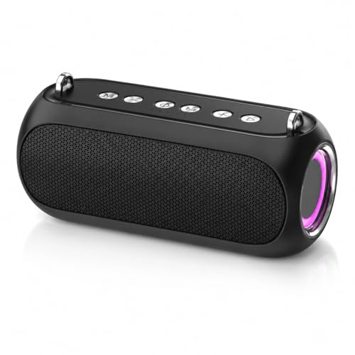 memzuoix Portable Bluetooth Speaker with TWS Pairing, AUX Input, TF Card & USB Playback, Rechargeable Wireless Speaker with LED Light Ring for Home, Travel and Parties