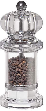 Küchenprofi 3080006600 Pfeffermühle, Keramik, transparent, 10 x 11.5 x 14 cm | Gewürzmühle aus Acryl, für Pfeffer und getrocknete Kräuter, einstellbarer Mahlgrad, Hochleistungskeramik-Mahlwerk