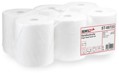 SemyTop mit Spezialkern, für Markenfreie Spendersysteme, 2 lagig hochweiß, 21 cm, circa 130 m, 4er Kern, 1er Pack (1 x 6 Stück), ST-88723