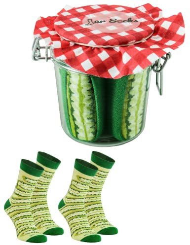 Rainbow Socks - Damen Herren - Gurken Socken im Glas - Geschenk Idee - 2 Paar