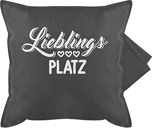 Kissenbezug - Statement Kissen mit Sprüchen - Lieblingsplatz - weiß - 50 x 50 cm - Grau - an meinen mann bedruckte+kissen+mit+spruch spruch mein kuschelkissen lieblingsplatz+kissen kissenhülle