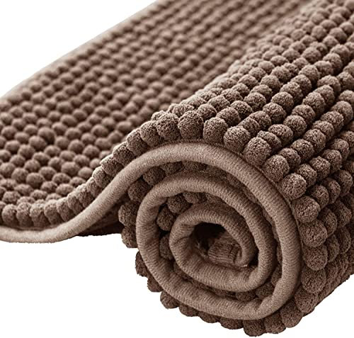 subrtex Badematte rutschfest Badezimmerteppich aus Chenille Saugfähig Badteppich weich Wasserabsorbierende Badvorleger für Badezimmer,Maschinenwaschbar(50×80cm,Braun)