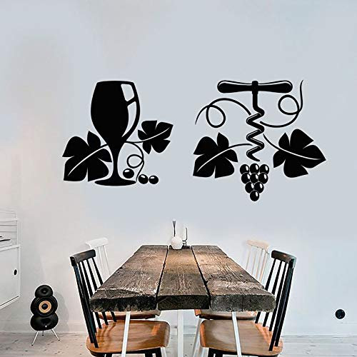 Grape Vine Grapes Wine Wineglass Corkscrew Vinyl Wall Stickers Home Decor Bar Decal Removable Interior Mural Wallpaper 91x42cm