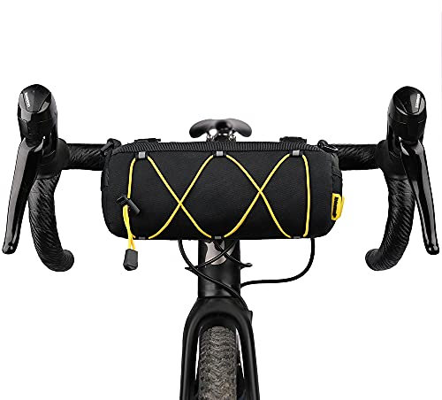 Rhinowalk Lenkertasche Fahrrad, Fahrradtasche vorne Lenker, Fahrradkorb, Mountainbike, Rennrad, Pendler-Umhängetasche, professionelles Fahrradzubehör Schwarz+Gelb