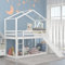 FEZTOY Baumhaus Etagenbett 90 x 200 cm, Kinderbett mit Rutsche, Hochbett mit 1 Lattenrost und Leiter, Kinderbettrahmen, für Jungen und Mädchen, Nein Matratze(Etagenbett mit Rutsche)