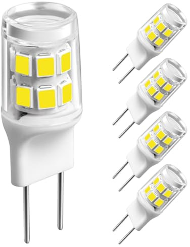 SSXBF Lot de 5 ampoules LED G8, équivalent halogène de 20 à 25 W, ampoule T4 de 3 W, blanc lumière du jour 6 000 K, ampoules palets 120 V pour éclairage sous placard, éclairage de cuisine
