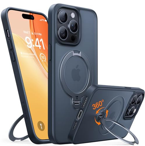 TORRAS Magnetic Ostand for iPhone 14 Pro Case, Built in Invisible Ring Stand, 12FT Military-Grade Shockproof, Compatible with MagSafe, Slim Protective Case for iPhone 14 Pro Cover, Black