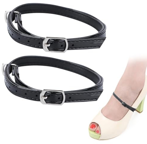 FKWKUW Lacci Elastici con Tacchi Alti, 2 Pezzi Anti-Allentamento Lacci Pratici per Scarpe da Donna con Tacchi Alti Bundle Accessori per Tacchi Staccabili, Nero