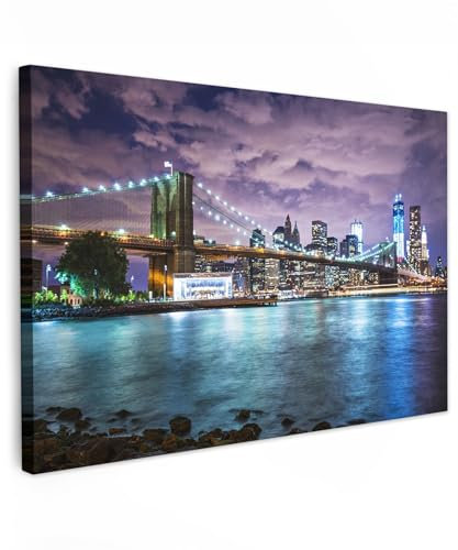MuchoWow© Wandbilder 60x40 cm Schlafzimmer Home Deko Wohnung Bild Wohnzimmer Fotoleinwand Wand Bilder Leinwand Wall Decor New York - Skyline - Stadt - Farben