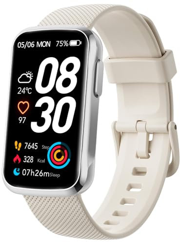 TIMU Fitness Tracker, 1.47 Zoll HD-Display Fitnessuhr mit Pulsmesser Schlafmonitor, Schrittzähler Uhr mit 20+ Sportmodi, IP68 Wasserdichter Smartwatch Aktivitätstracker für Damen Herren(Weiß)