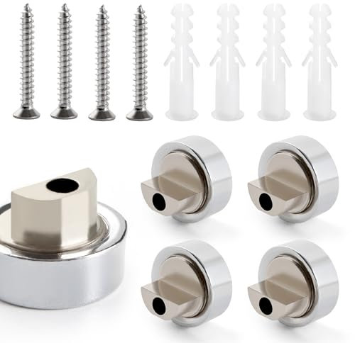 YIXISI 4 Piezas 6-7 mm Soportes de Espejo De Vidrio para Montaje En Pared, Aleación de Zinc Clip de Espejo, con Tapones y Tornillos, para Espejo y Vidrio de 6-7 mm de Espesor, Redondo